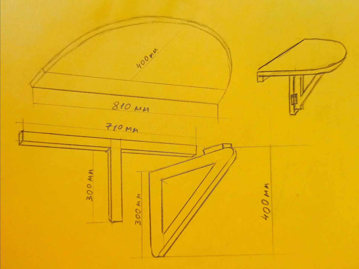 Откидной столик чертеж