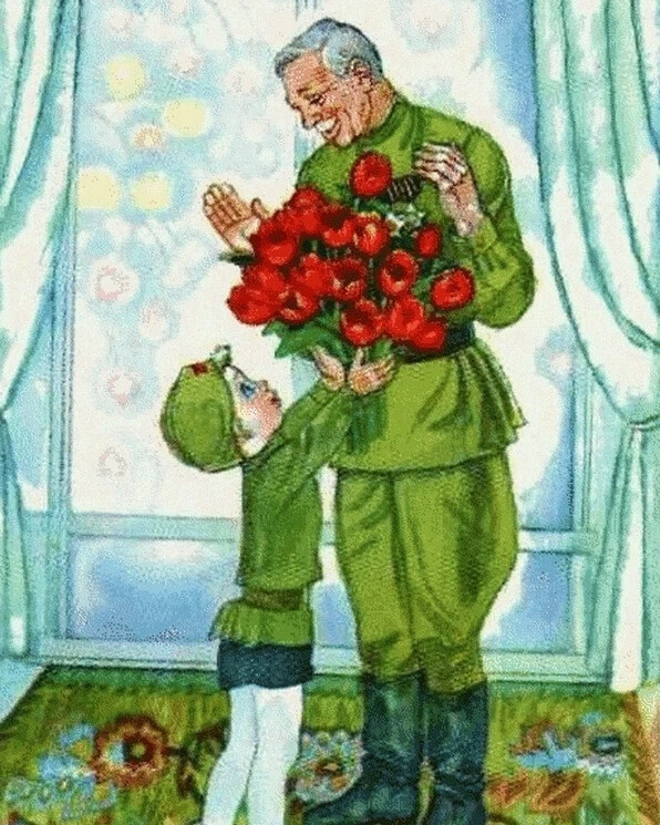 Нарисовать солдата с девочкой
