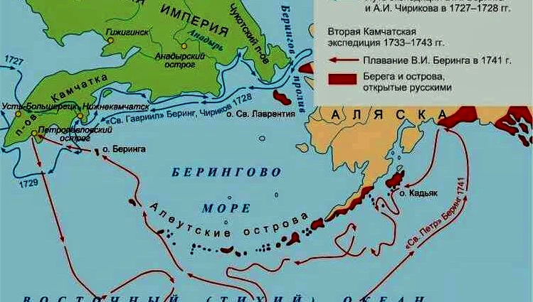 Экспедиция чирикова и беринга карта
