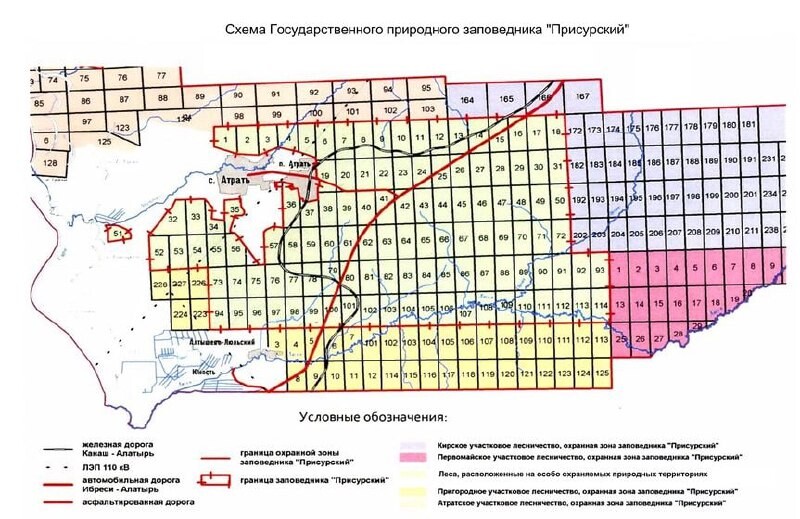 Карта присурского заповедника