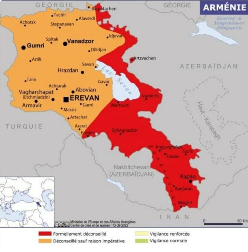 Карта армении и азербайджана 2022