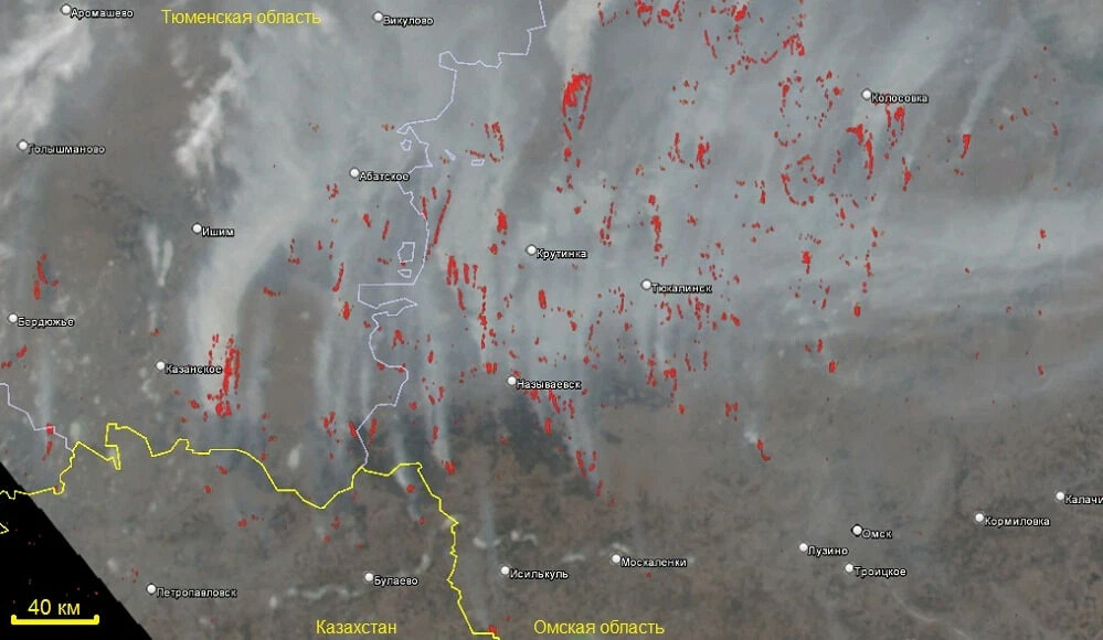 Карта лесных пожаров тюмень