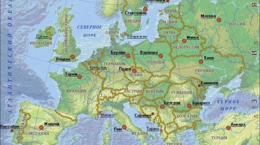 Карта европы крупно на русском