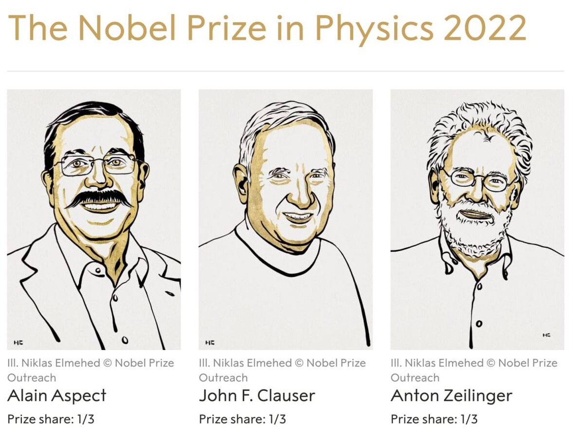 Нобелевскую премию по физике 2022 года получили Ален Аспект, Джон Ф. Клаузе...