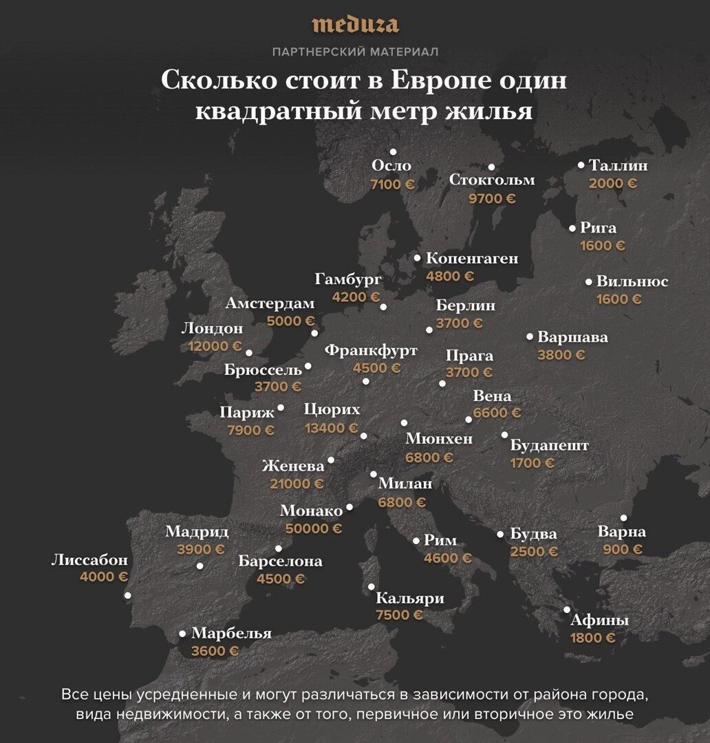 Карта стоимости недвижимости в мире
