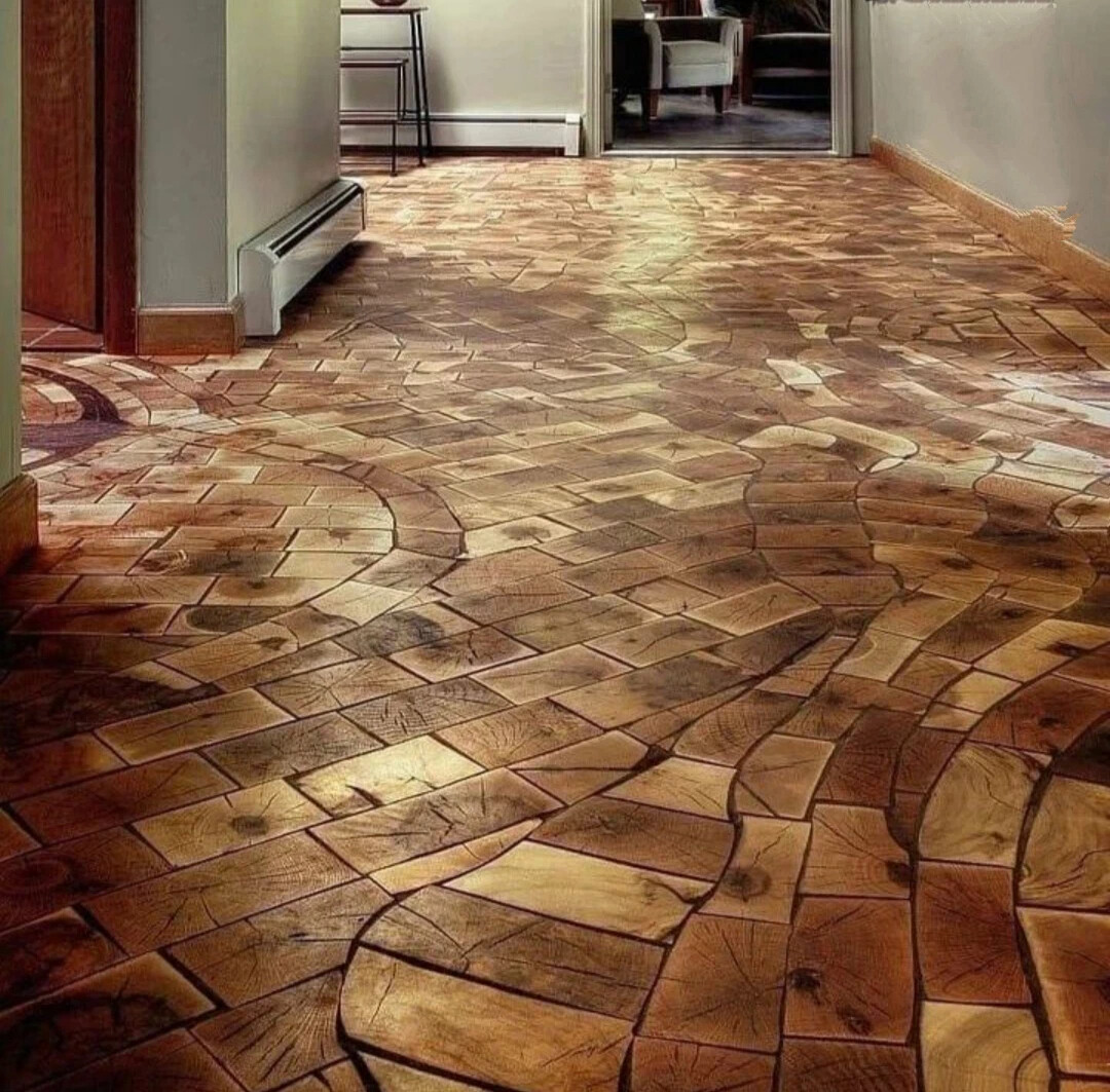 Дубовая мозаика на полу
