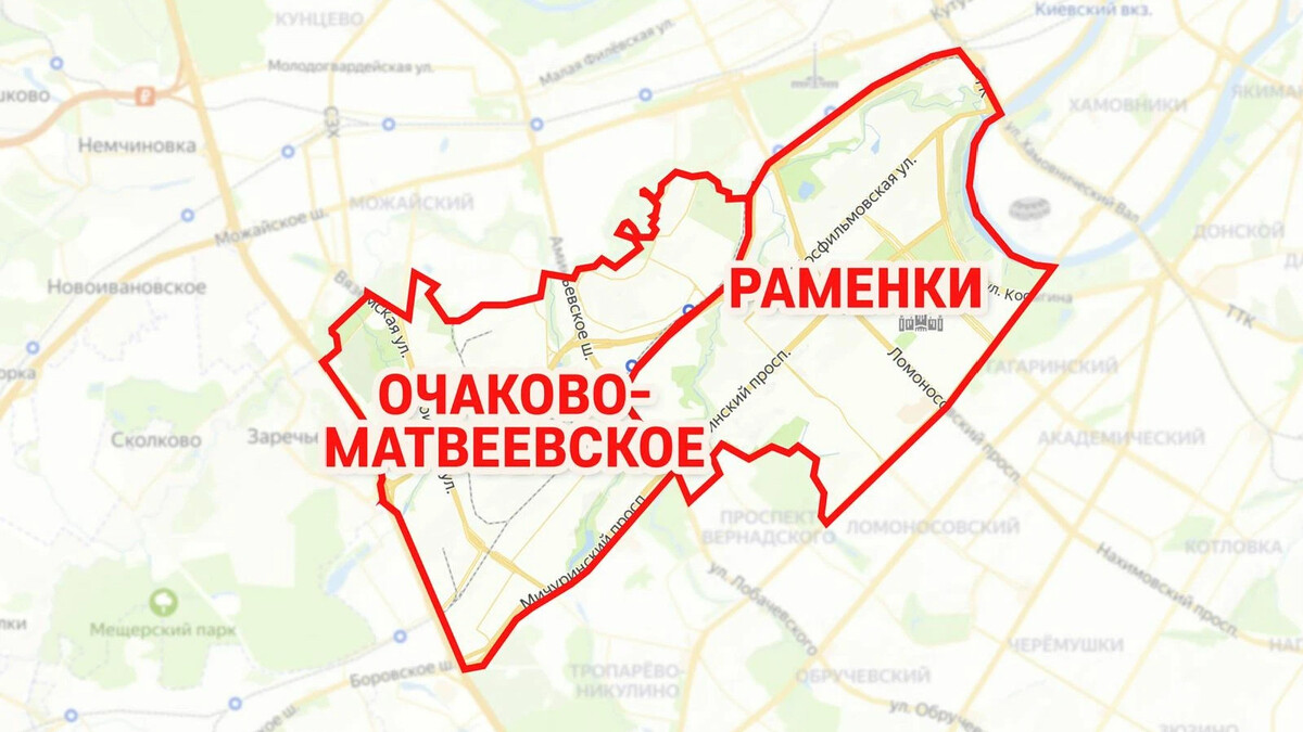 Раменки на карте московской