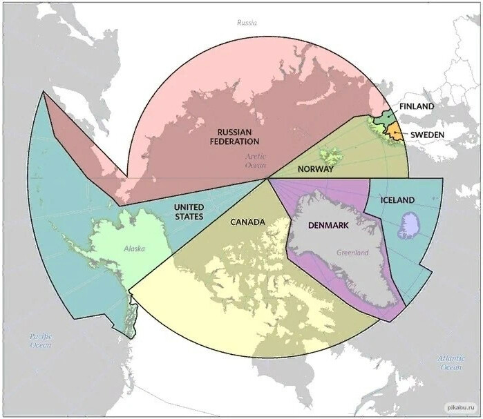 Как поделена арктика между странами карта