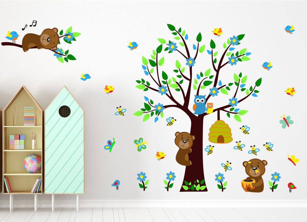 Cute colorful birds clipart, Tree branches green leaves, Spring bird By Pravokru