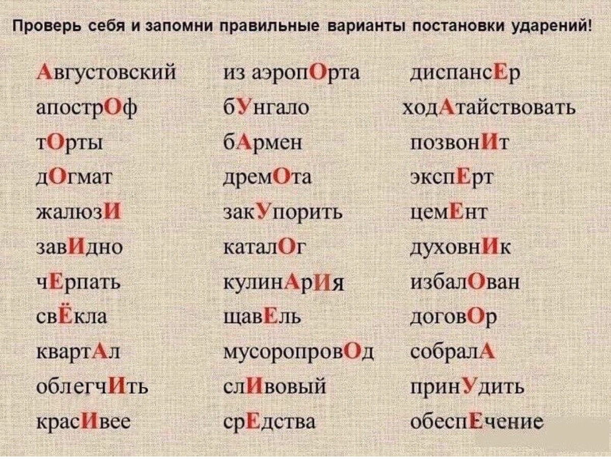 Расставить ударение по фото