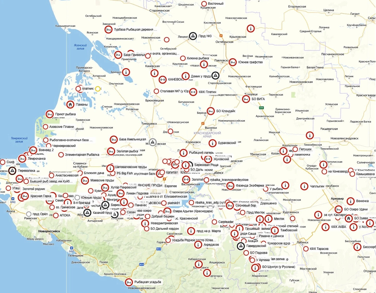 достопримечательности краснодарского края на карте с описанием на машине