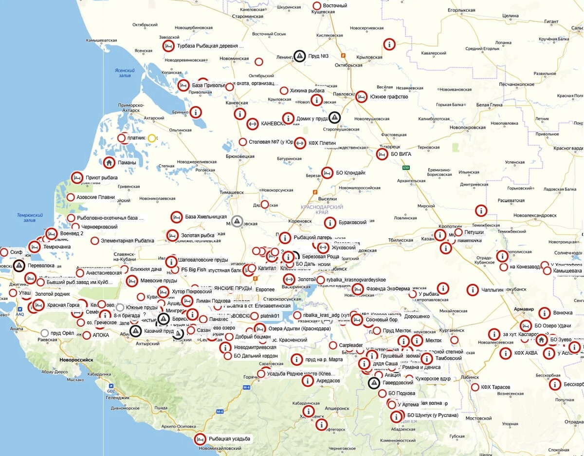 Рыбная карта краснодарского края