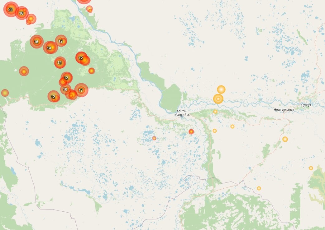 Карта пожаров ханты мансийск