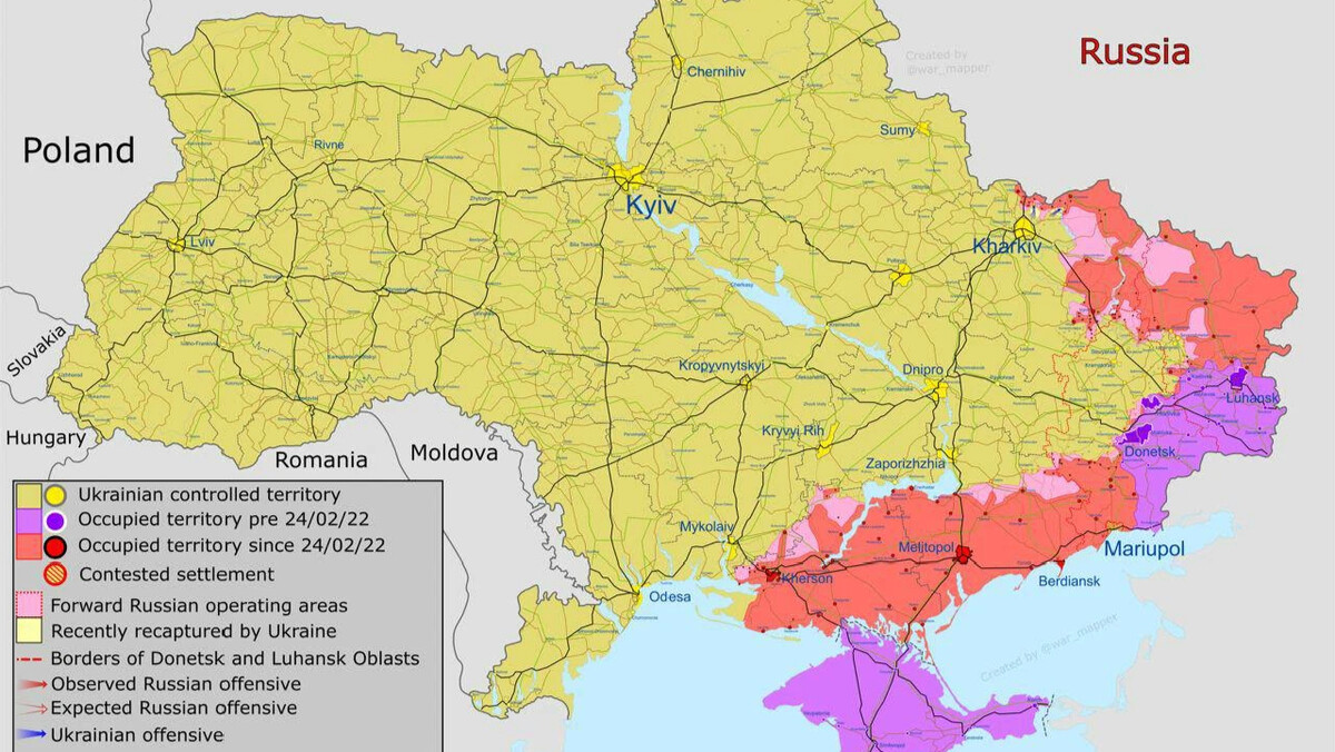 Карта освобождения украины на сегодня с областями и городами на русском