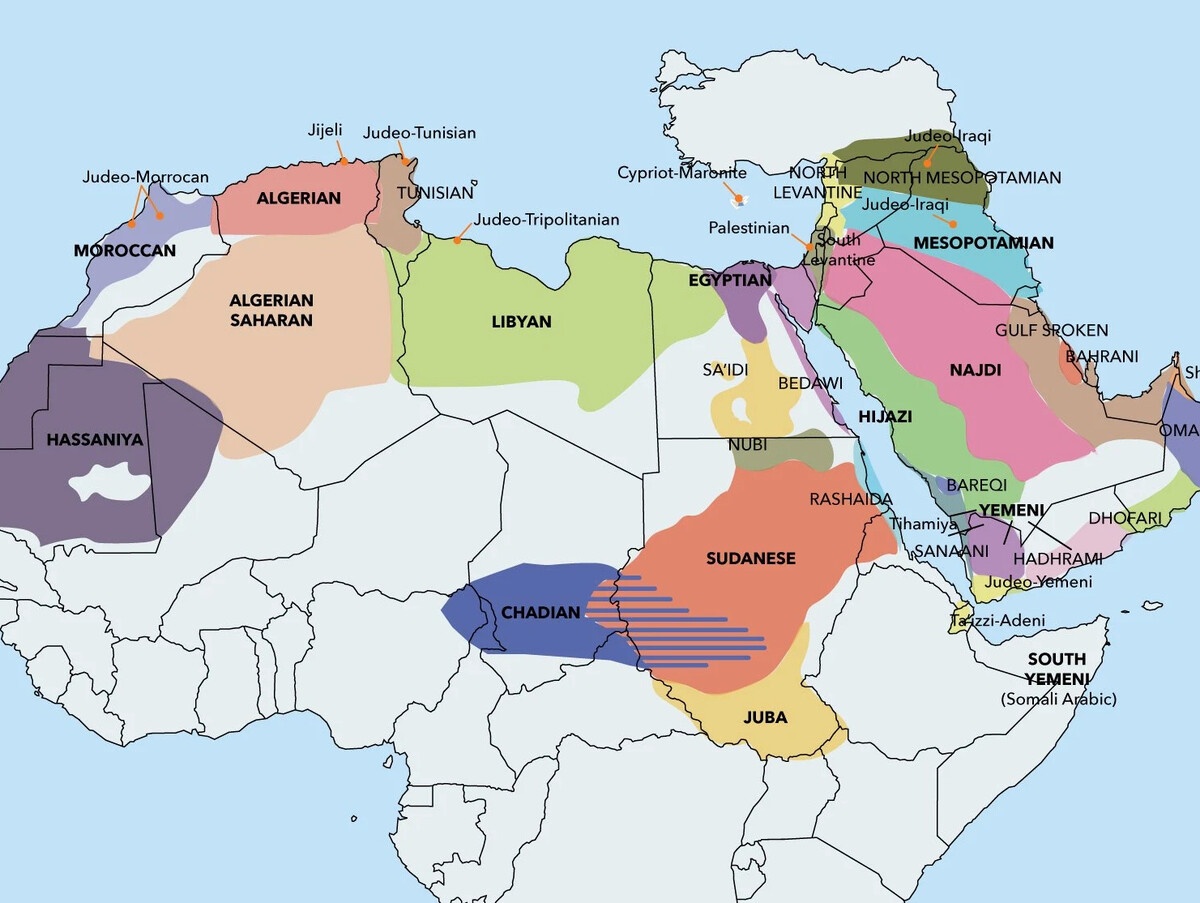 Диалекты арабского языка карта