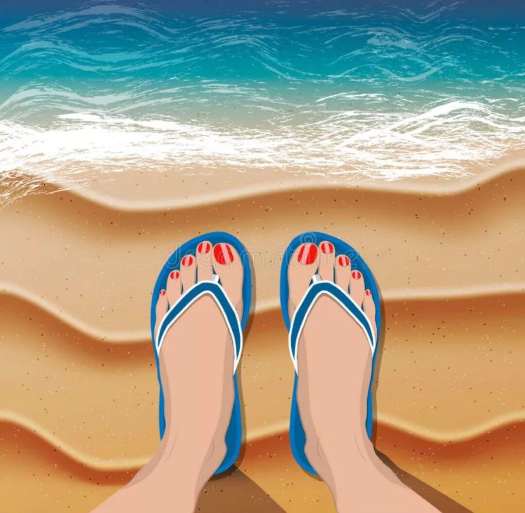 Ноги на пляже нарисованные