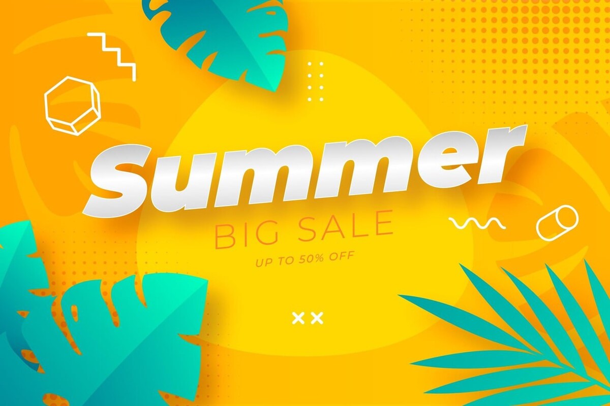 Summer is yellow. Summer banner. Sale illustration.