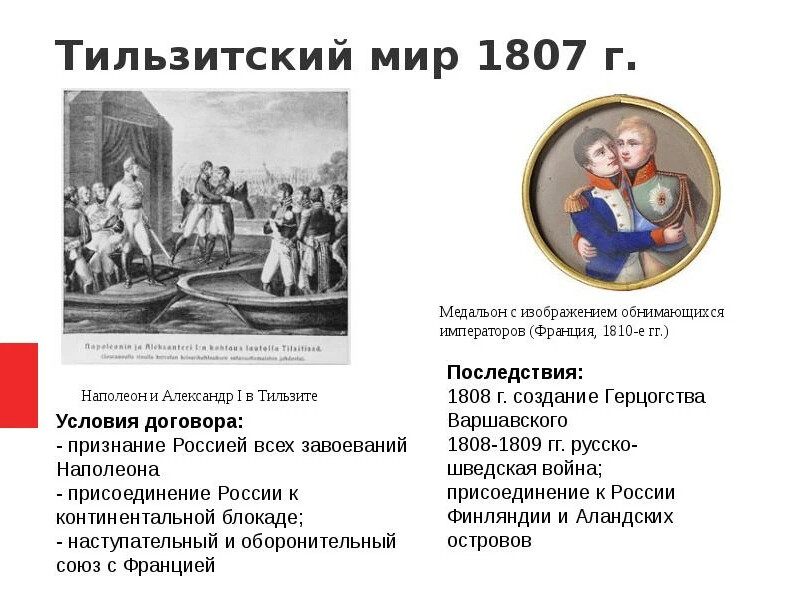 На схеме подписан город где был заключен мир между наполеоном и александром 1