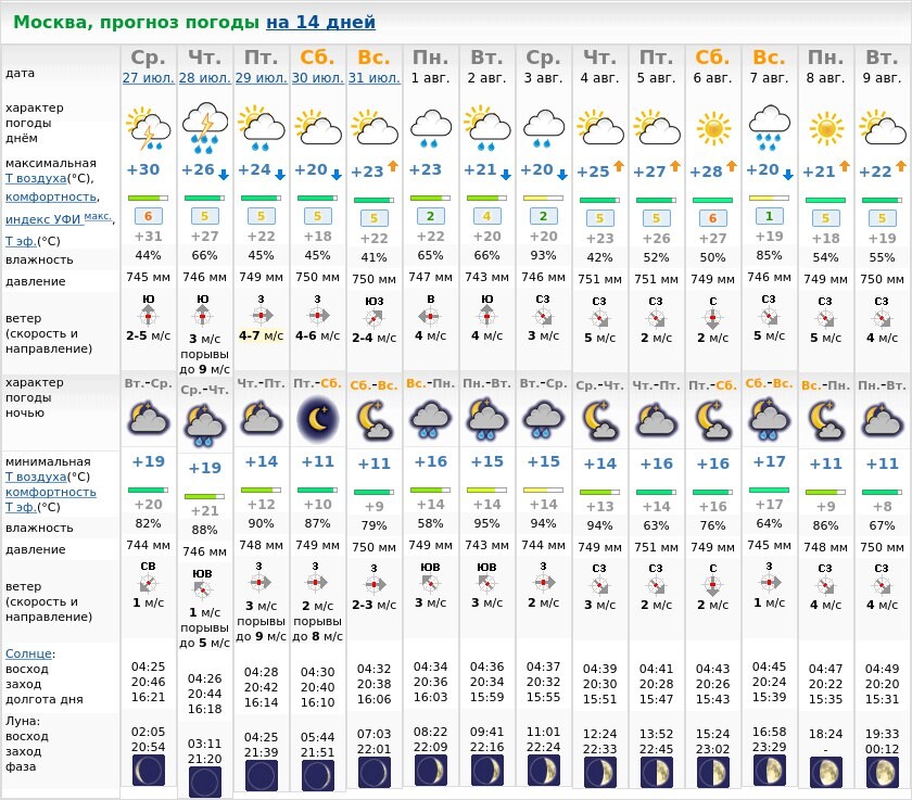 Погода в москве на 7 дне