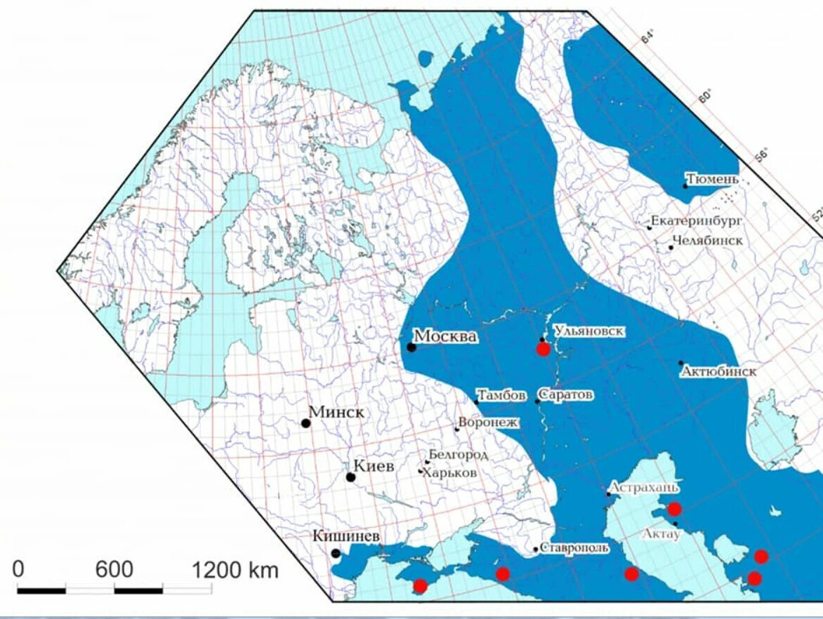 Карта древних морей на территории россии