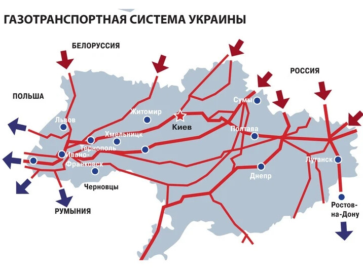 Карта украинской гтс