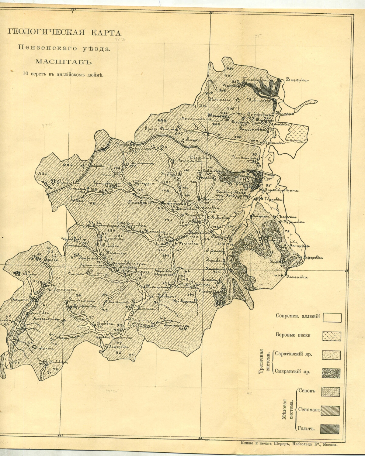 Пензенская губерния карта 1857 года