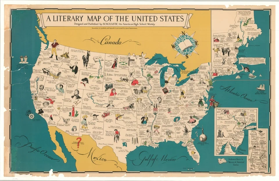 Литературная карта школы. Литературная карта Британии. «The Literary Map. USA Literature. Американская карта России.