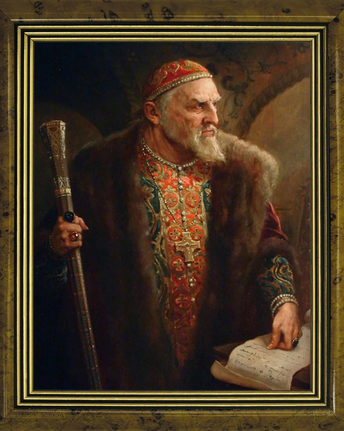 иван грозный. иван 4 грозный. иван грозный портрет. царь иван грозный репродукции с посохом. грозный царь всея.