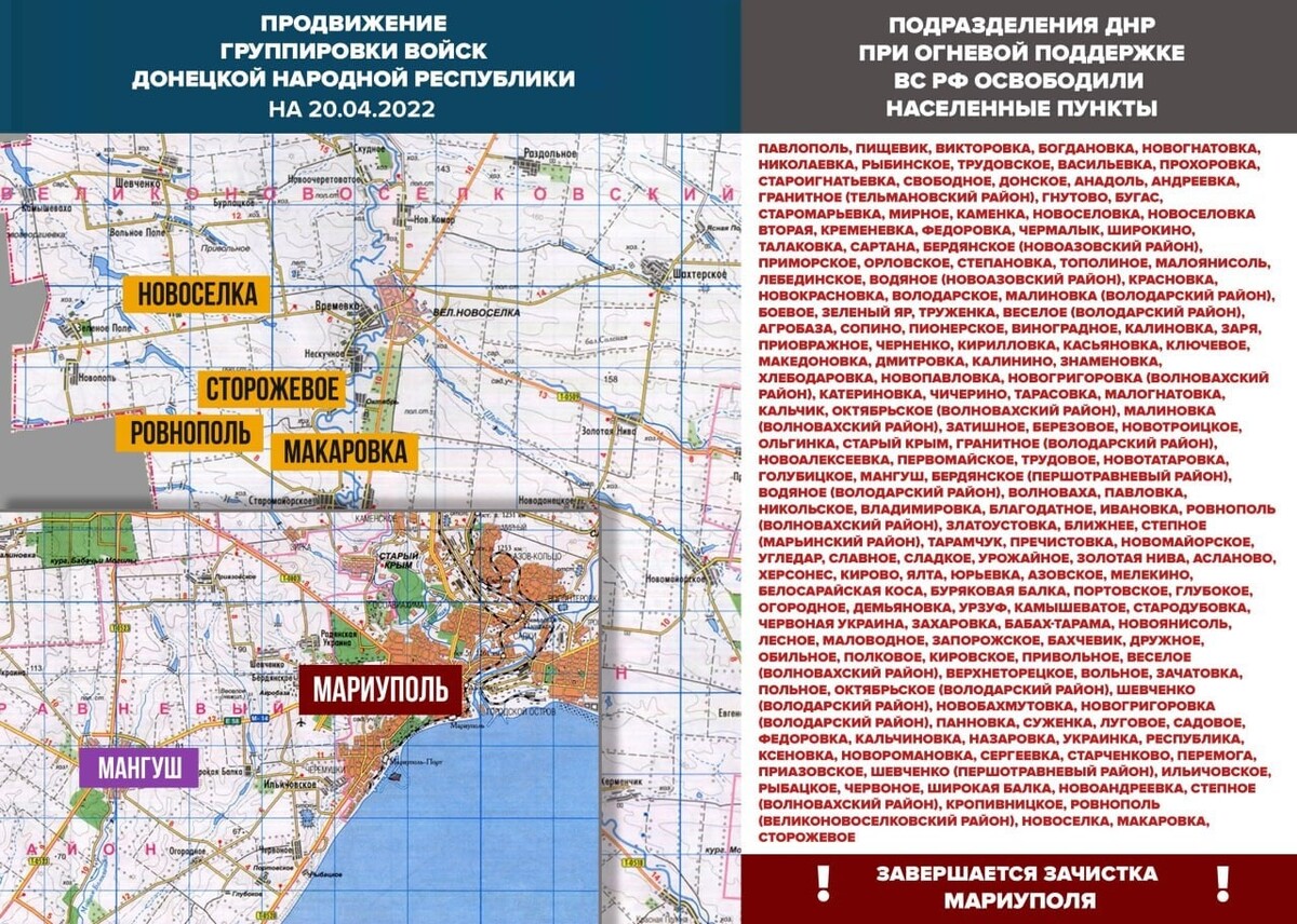 Карта освобождения донецкой области