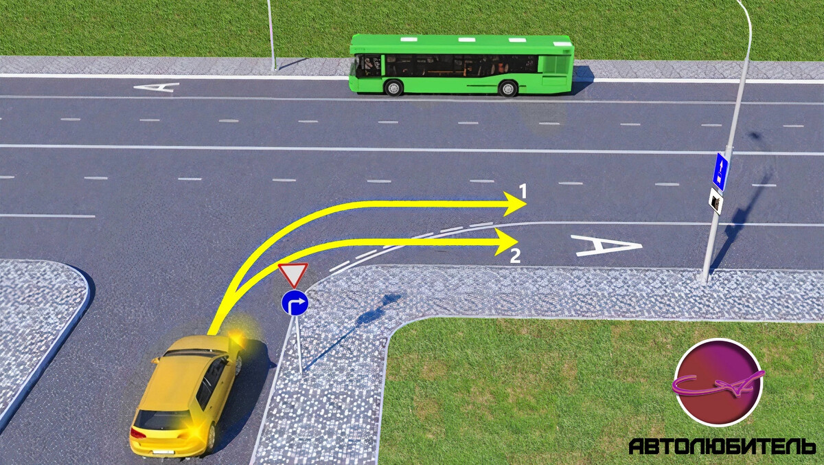 Кому из водителей в показанной ситуации разрешено повернуть в направлении показанном стрелками