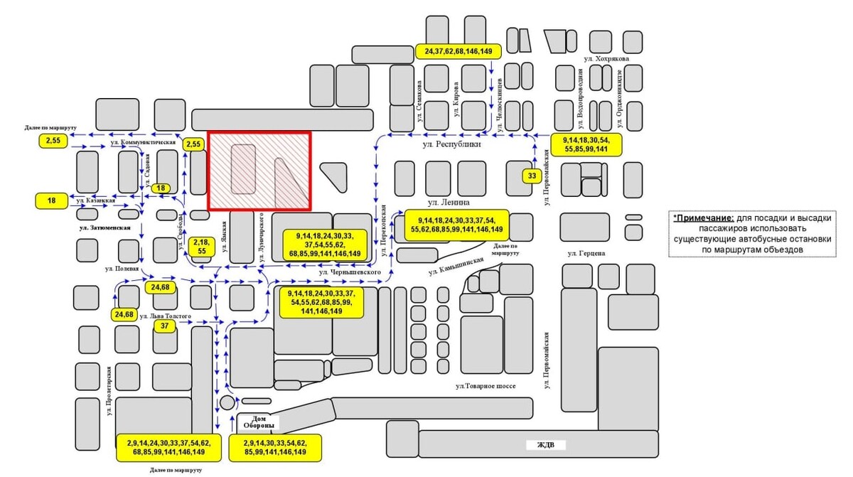 Схема движения автобусов в тюмени