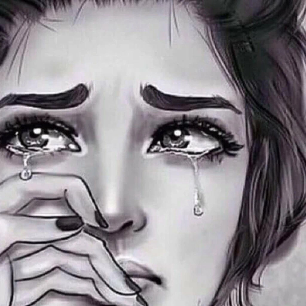 Нарисованная девушка плачет