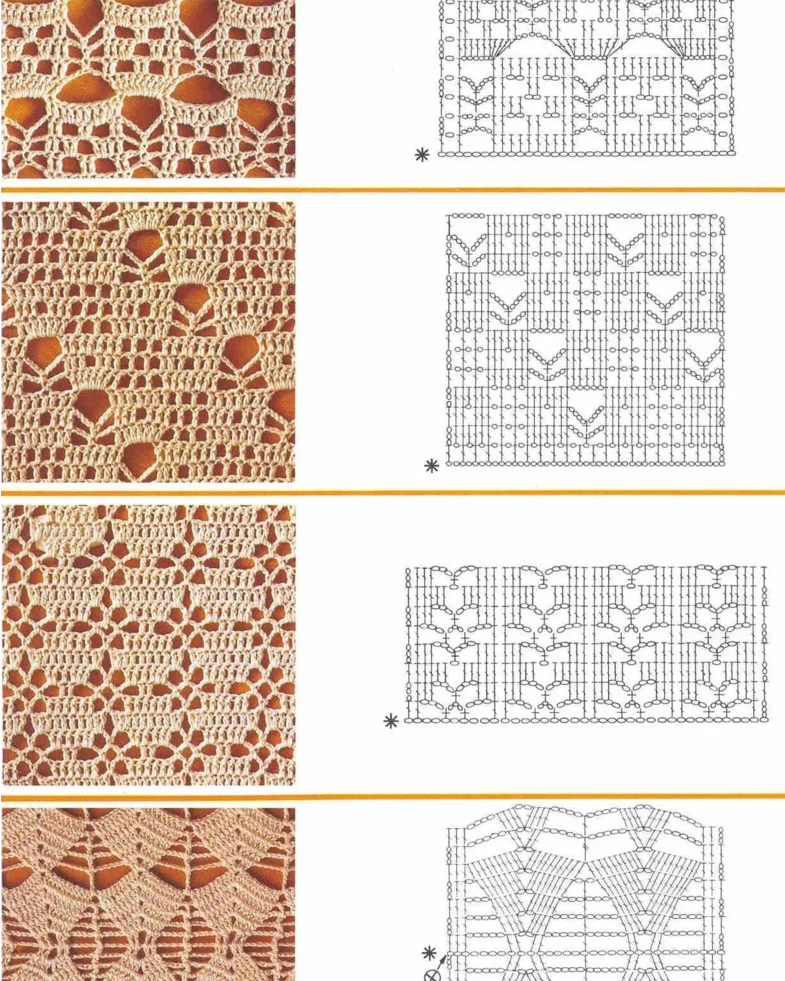 Вязание крючком узоры и схемы ажурные узоры