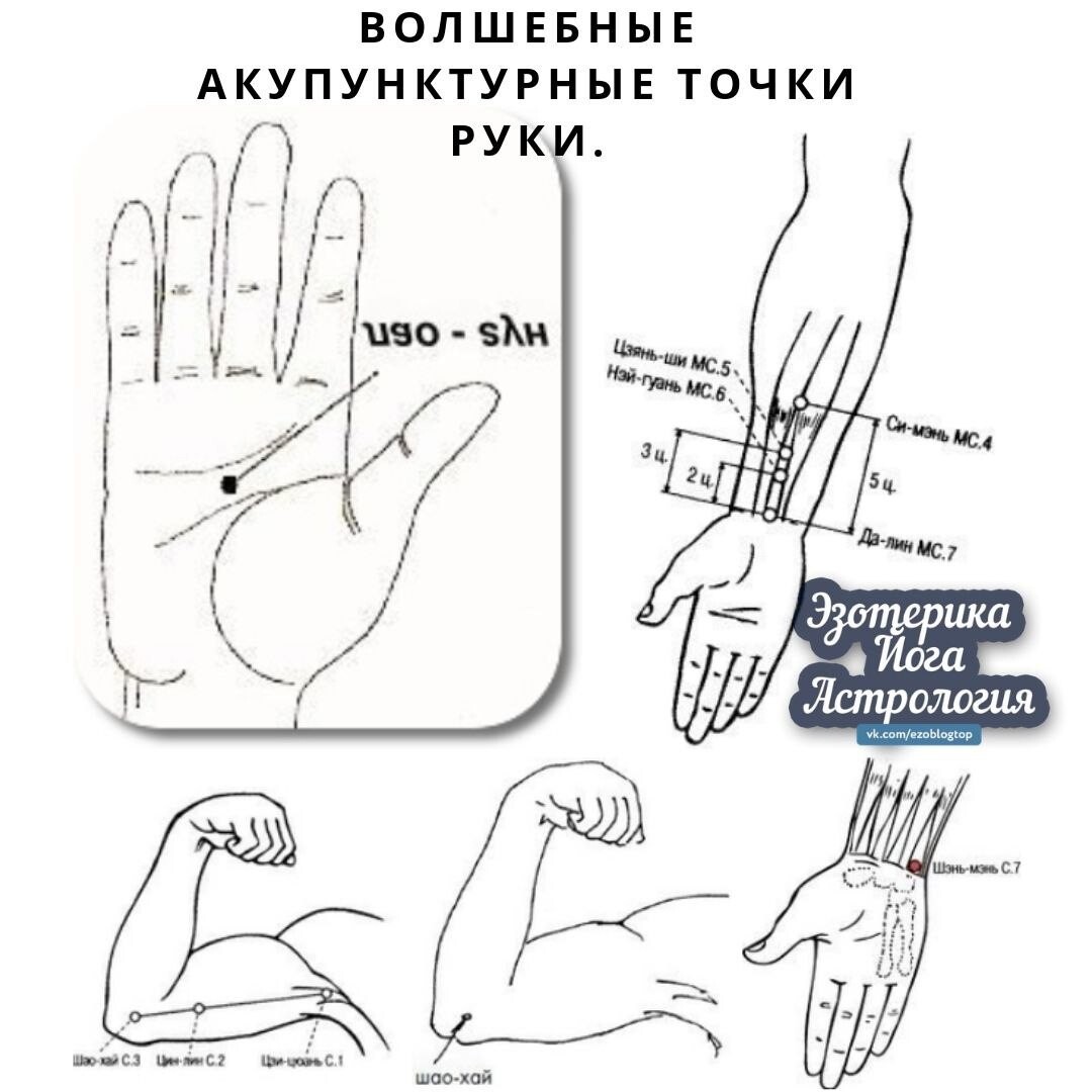 Акупунктурные точки на руке человека схема расположения у женщин