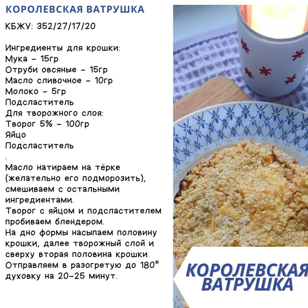 Технологическая карта приготовления королевской ватрушки с творогом