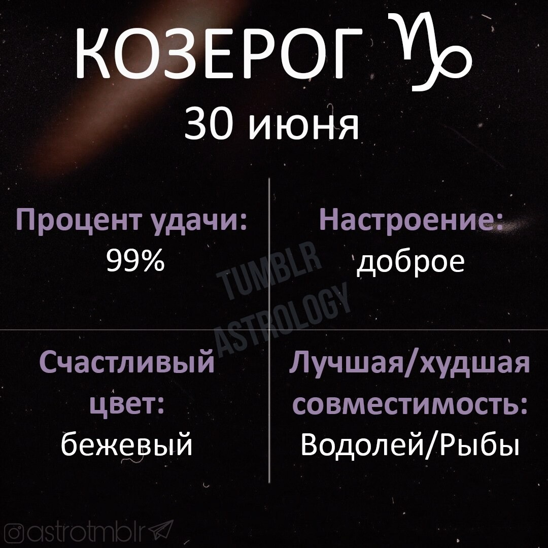 Козерог 30 июня 2024