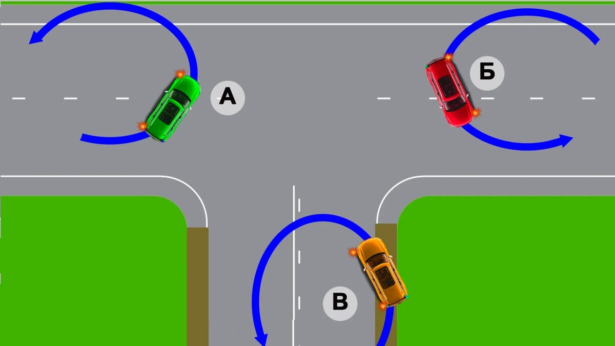 На каком рисунке водитель выполняет левый поворот