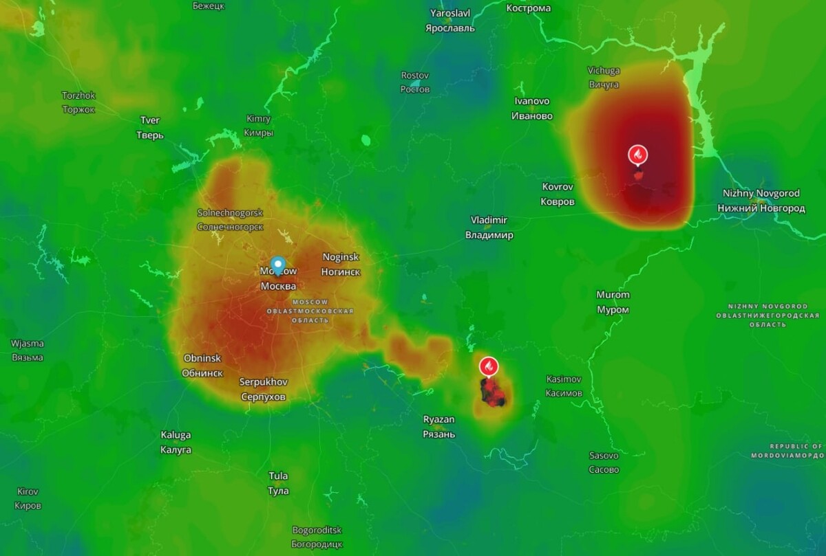 Пожары в москве сегодня карта
