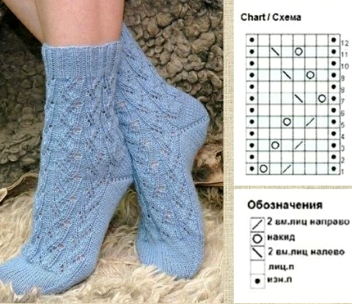 Ажурные носки схема