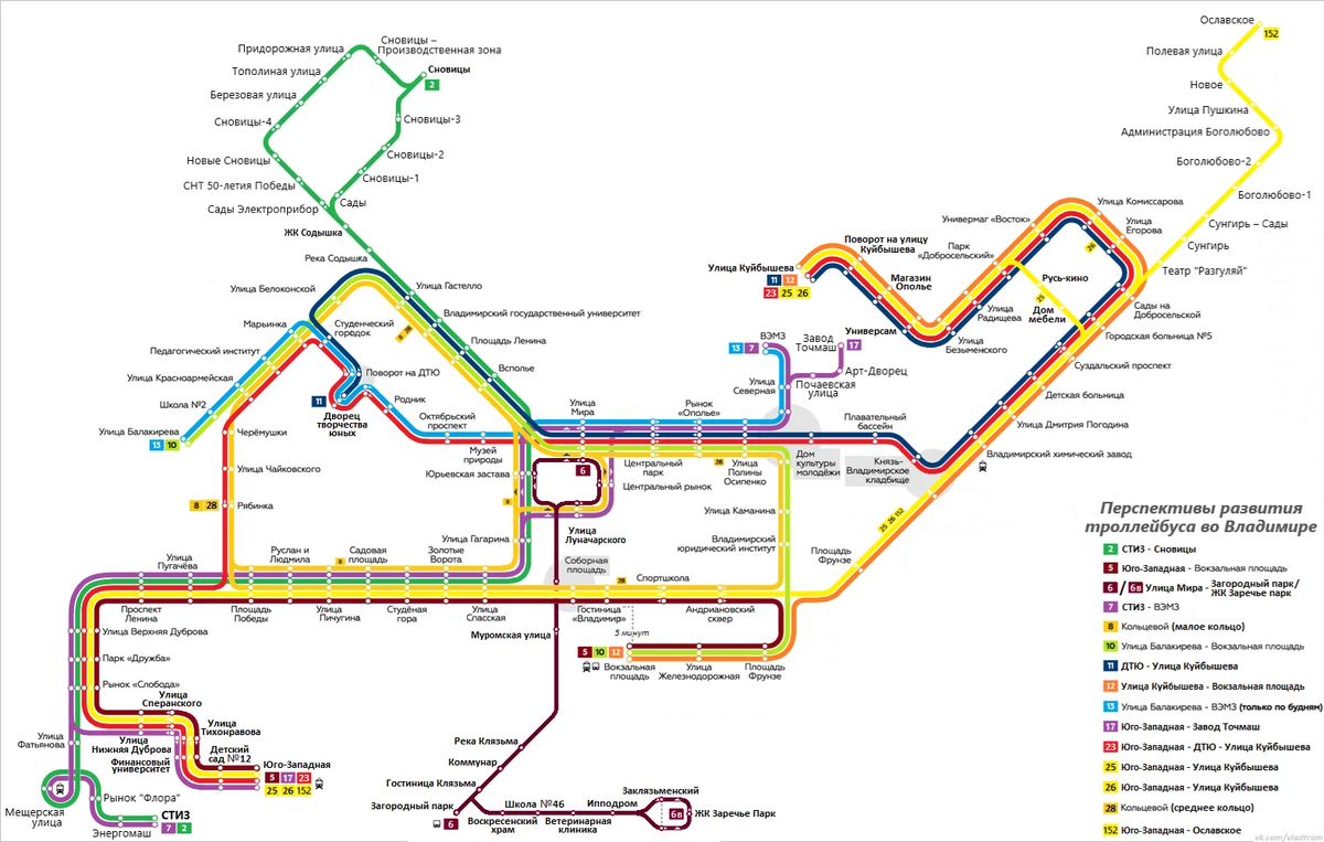 Карта общественного транспорта владимира