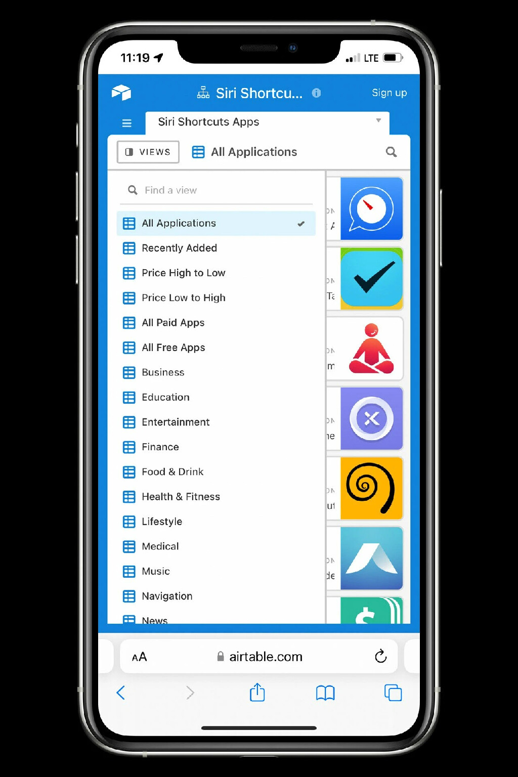 Application shortcuts