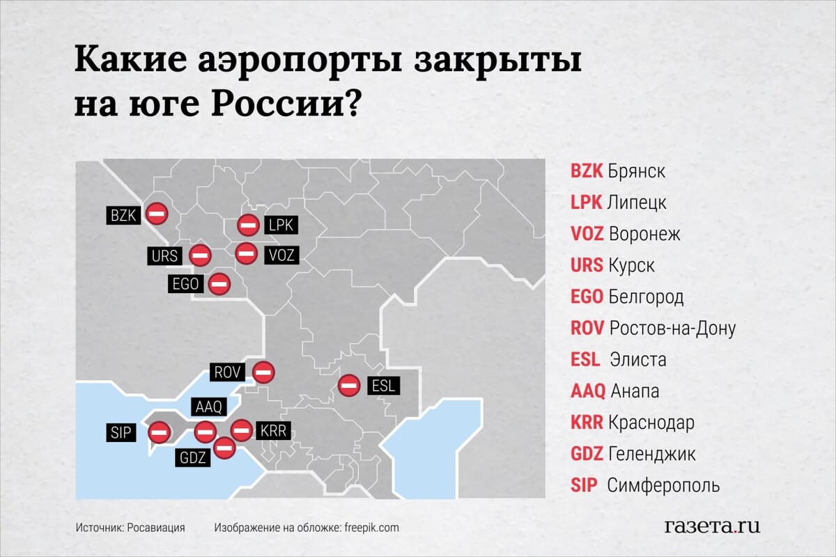 Карта аэропортов юга россии