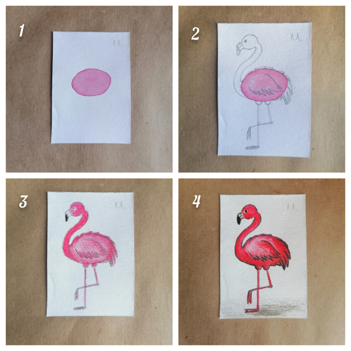 Рисование ниткой Фламинго