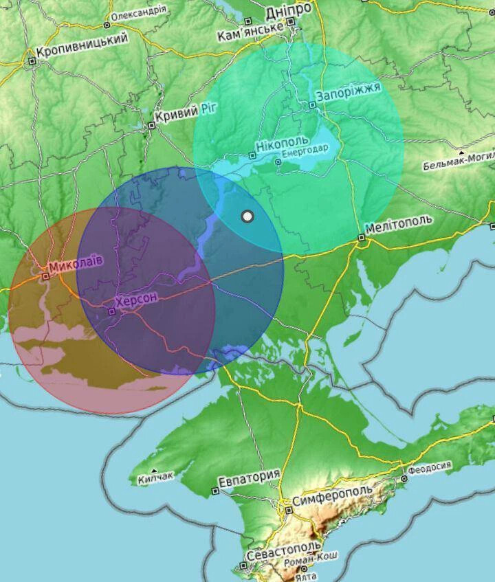 Карта дальности ракет украины