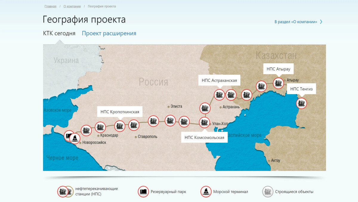 Каспийский трубопроводный консорциум карта