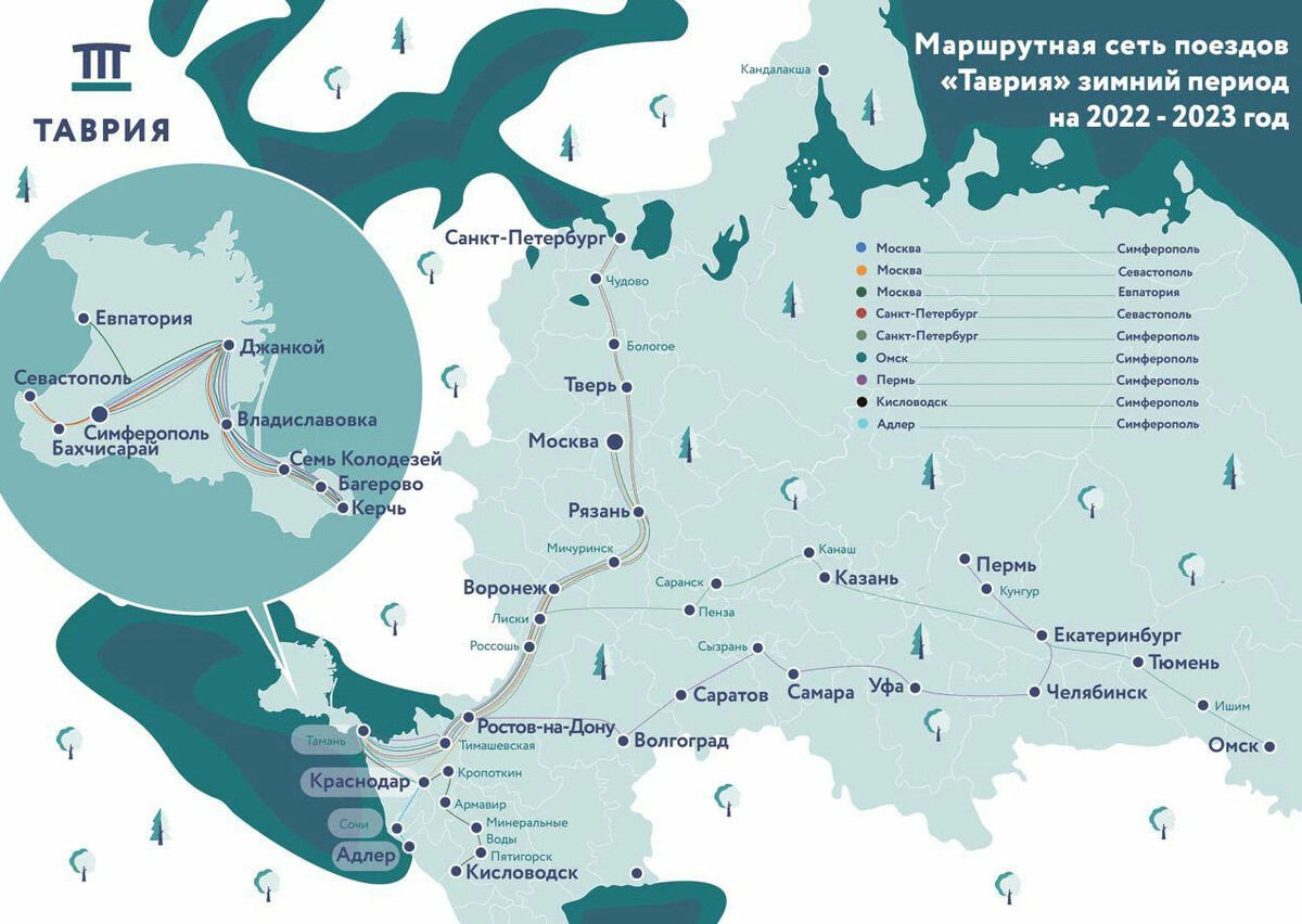 Карта крыма со станциями железной дороги