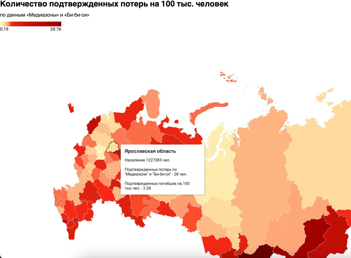 Карта потерь россии по регионам