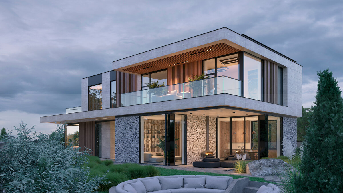 Загородный дом в современном стиле, ГРЕЙД ХИЛЛ  438 кв.м