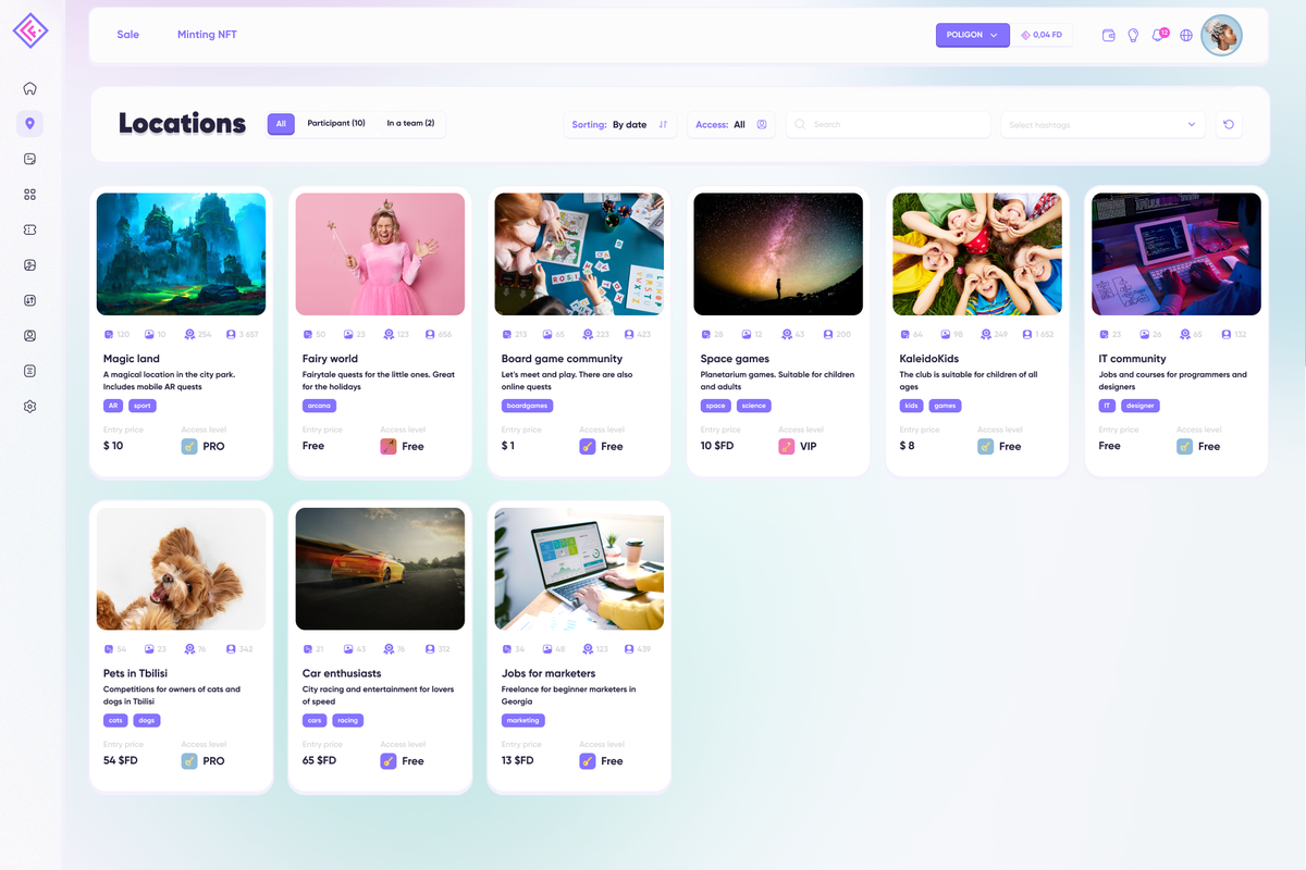 На платформе можно создать игровую локацию под отдельный проект или бизнес, создавать платные задания, привязать квест к координатам на карте, загрузить 3D-объекты из библиотеки и многое другое.
