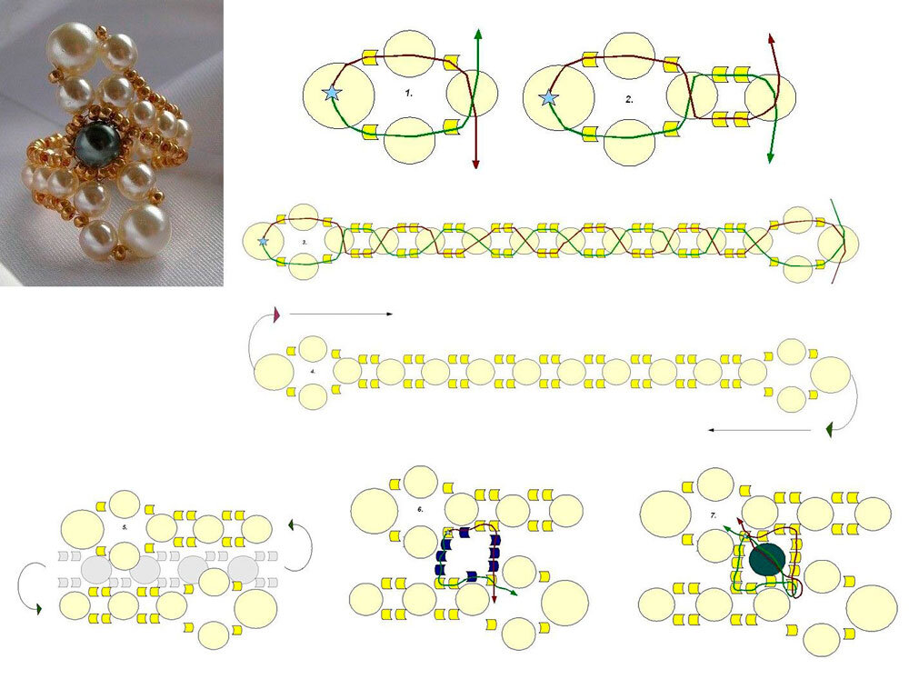Цепочка из бисера для начинающих: 3 варианта схем 